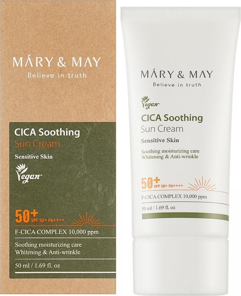 Успокаивающий солнцезащитный крем с центеллой Mary&May CICA Soothing Sun Cream SPF 50+ PA++++, 50мл