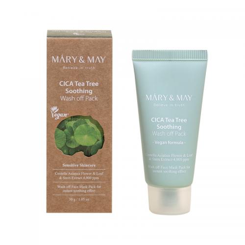Глиняная маска для чувствительной кожи Mary&May CICA TeaTree Soothing Wash Off Pack, 30мл