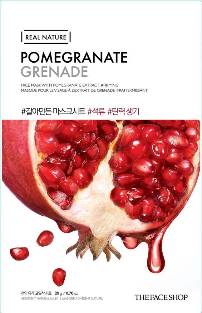 The Face Shop Real Nature Mask Sheet Pomegranate тканевая маска для лица с экстратом граната, 20г