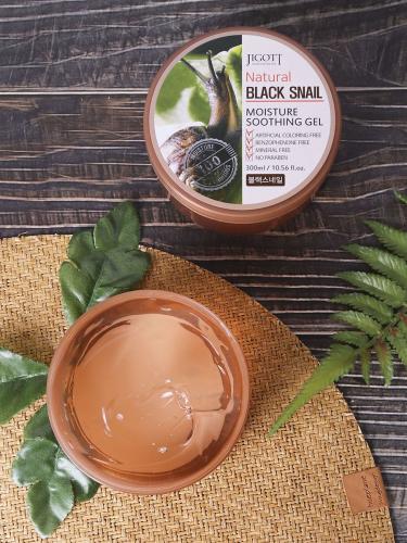 Универсальный гель для кожи УЛИТКА JIGOTT Natural BLACK SNAIL Moisture Soothing Gel, 300 мл