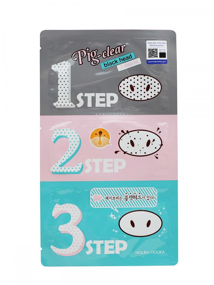 Трёхступенчатый набор средств для очистки пор Pig-nose Clear Black Head 3-step Kit Holika Holika Pig Nose Clear Black Head 3-step Kit (7 г)