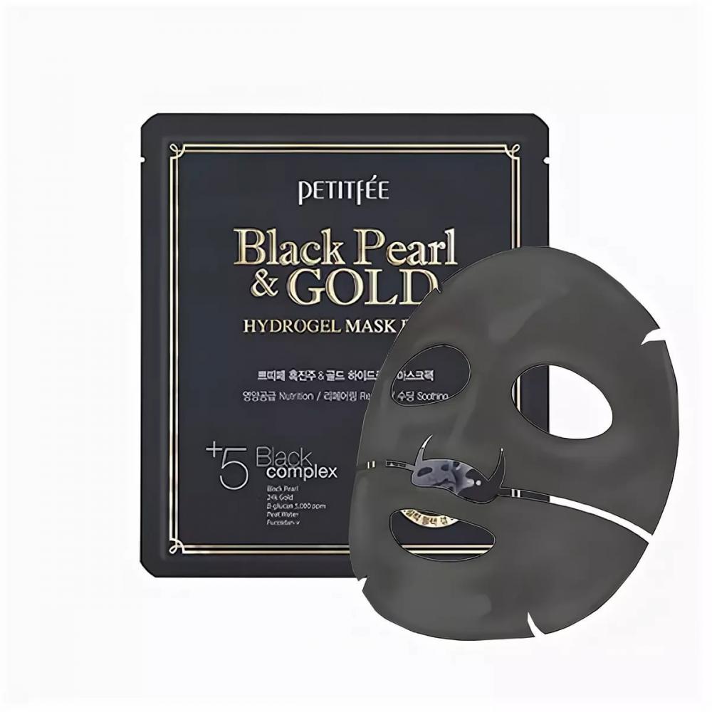 Гидрогелевые маски для лица с экстрактом черного жемчуга Petitfee Black Pearl & Gold Hydrogel Mask (5 шт)