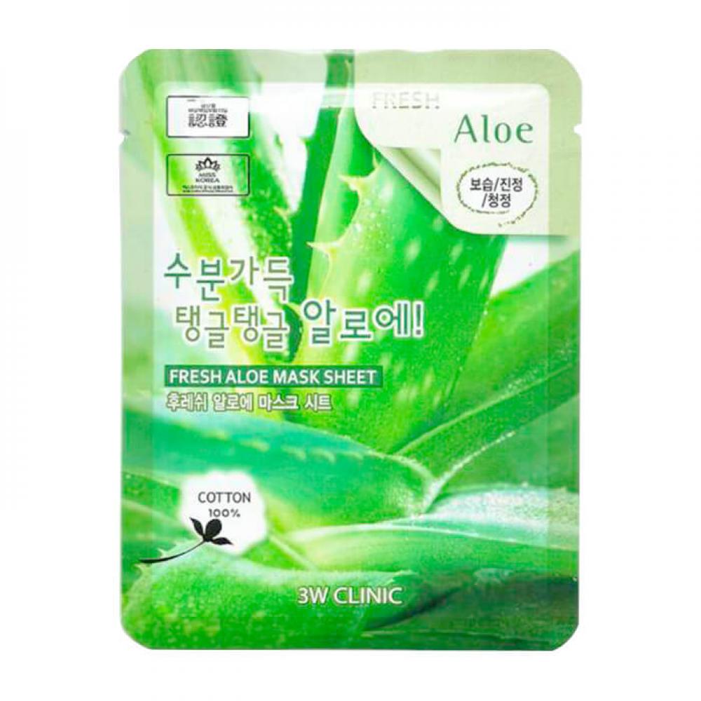Освежающая тканевая маска для лица с алоэ, 23 мл, 3W Clinic Fresh Aloe Mask Sheet