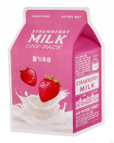 Тканевая маска для лица выравнивающая тон A'PIEU Strawberry Milk One-Pack (Brightening) (21 г)
