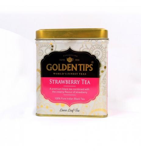 Golden Tips Strawberry Black Tea Tin Can / Черный чай "Клубничный" в банке 100г.