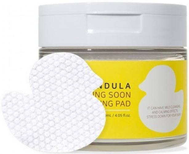 Очищающие подушечки пропитанные тоником Wellderma Calendula Calming Soon Cleansing Pad (60 шт)