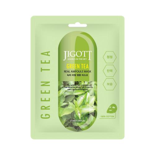Тканевая маска для лица ЗЕЛЕНЫЙ ЧАЙ JIGOTT GREEN TEA Real Ampoule Mask, 1 шт