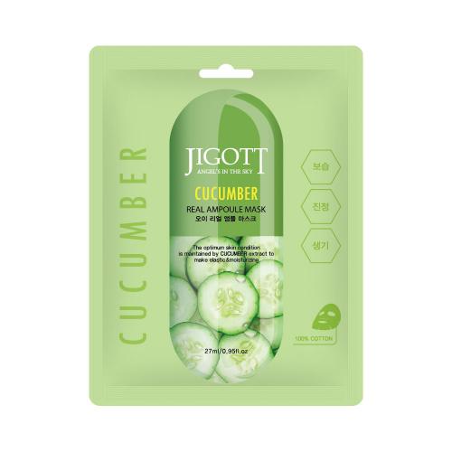 Тканевая маска для лица ОГУРЕЦ JIGOTT CUCUMBER Real Ampoule Mask, 1 шт