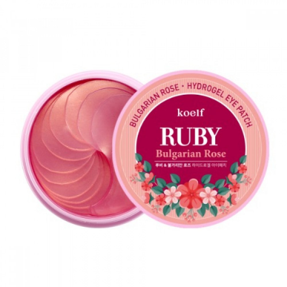 Гидрогелевые патчи для глаз с болгарской розой и рубиновой пудрой Koelf Ruby Bulgarian Rose Eye Patch (60 шт)